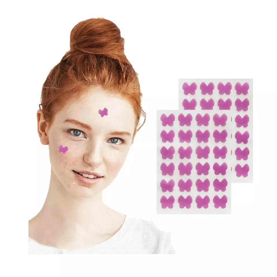 Colored  butterfly Shape Acne Pimple Patch  Absorbing Cover Patch Hydrocolloid Patch 24ct