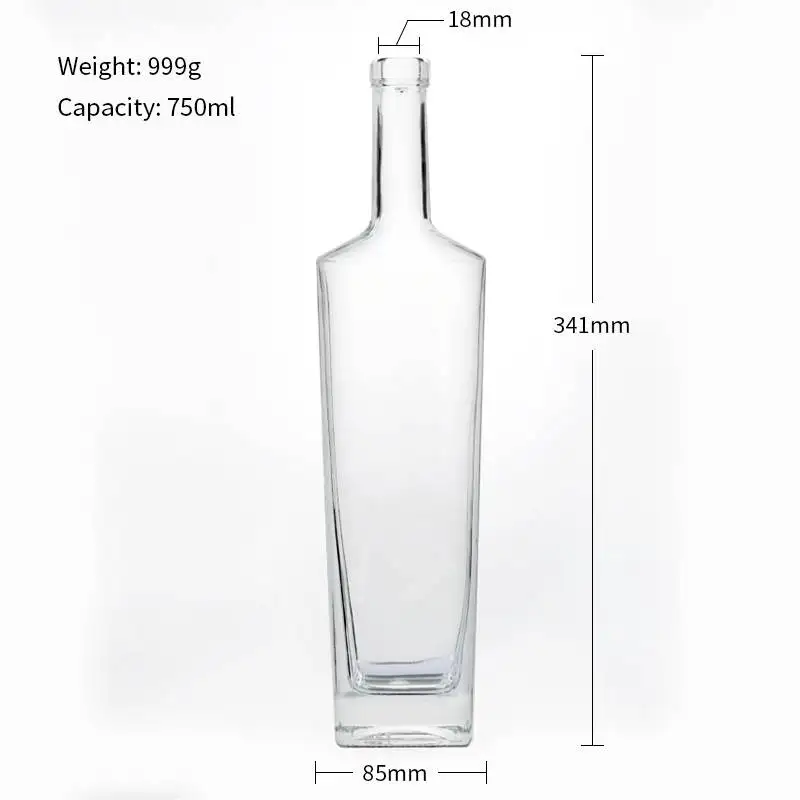 750 Ml Square Spirit Liquor Bottle 750ml Gin Whiskey Wine Vodka Glass ...