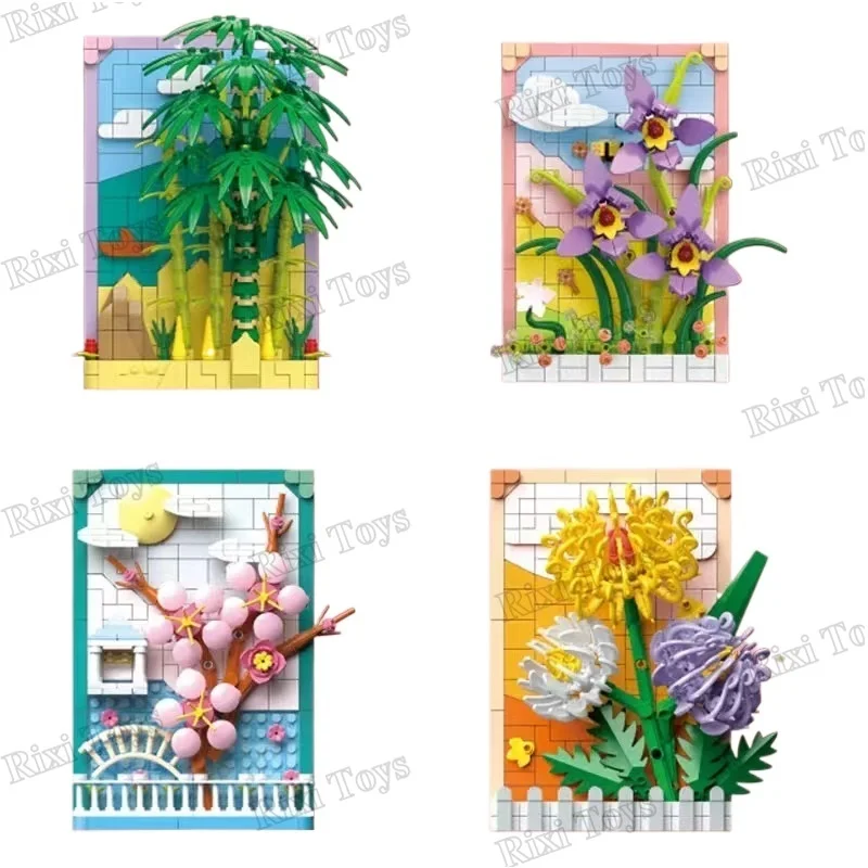 ZuanMa 112-1-8 菊梅の永遠の花 フォトフレーム 493パーツのブロックセット