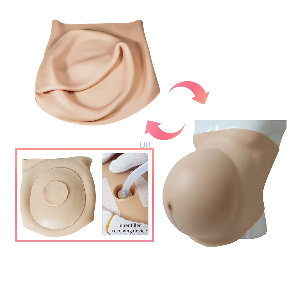 Inflatable 6 Month to 9 Month Huge Woman Pregnant Belly Inflatable Silicone Body Wearing Big Pregnancy Tummy Props