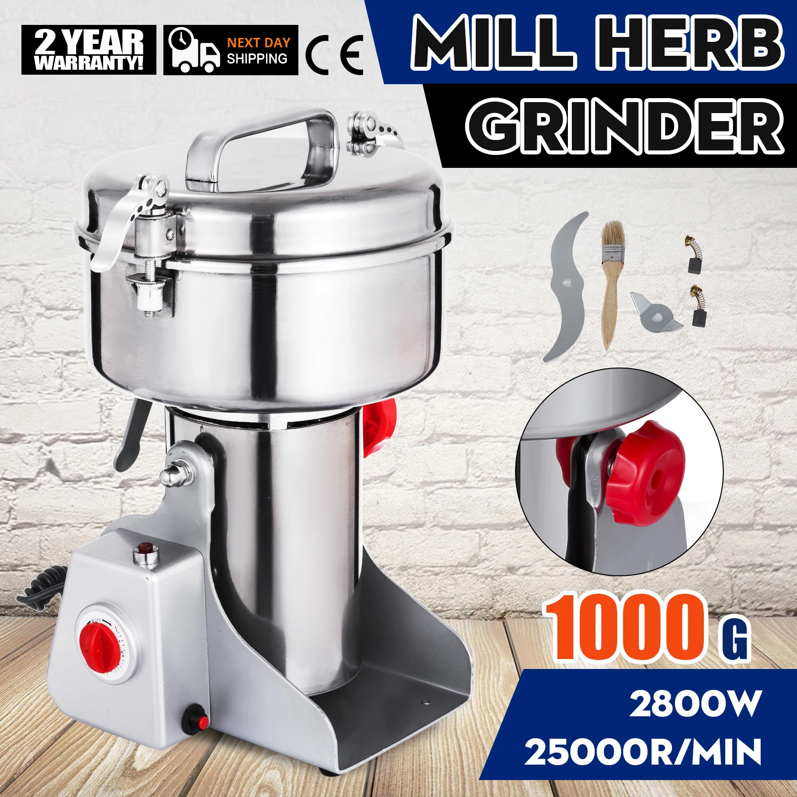 1000g Electric Grain Mills Grinder 2800W Commercial Spice Grinder Powder  Machine