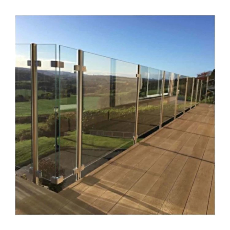 Double Layer Glass Balustrade Horizontal Steel Deck Railing Fixing ...