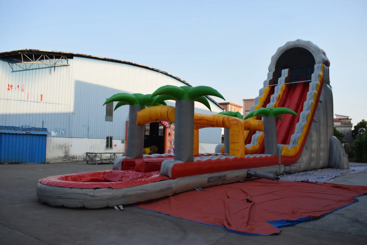 custom Outdoor PVC Inflatable Slides Water Slide Rock Climbing Wall Small pool Outdoor games slide for kids