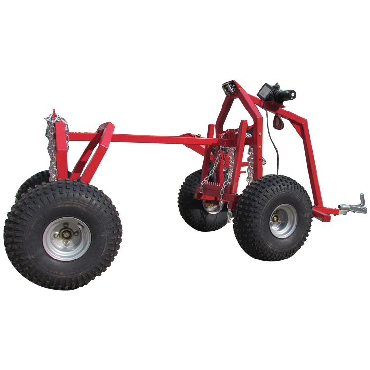 Forest Log Tandem Atv Tow Behind Tractor Log Trailer With Crane Agriculture Equipment for Tractor