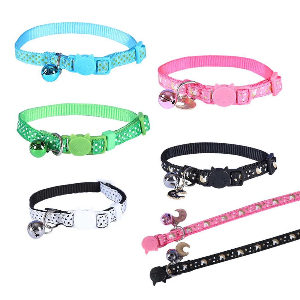 Customized Strong Nylon Dog Collar Paw Print High Quality Pet Cat Collar Leash Durable Personalized Featuring Ribbons Bell