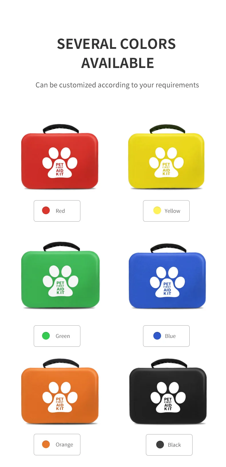 CE ISO Approved Customized Pet Dog Horse First Aid Kit Vet Cat Care Kit Canine Bag Set with Logo Wrap Bandage for Pets