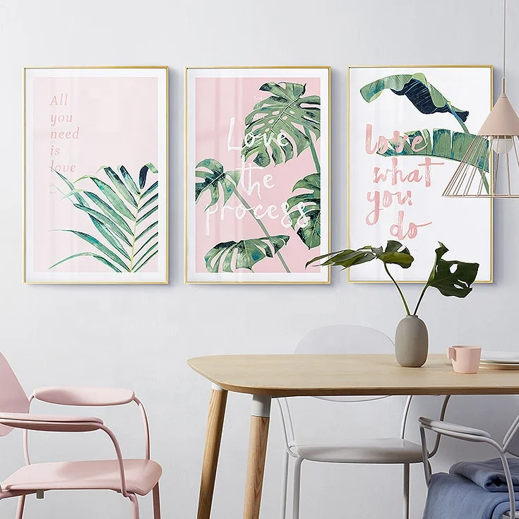 Nordic Decoration Leaves Flamingo Motivational Canvas Art Posters Prints 