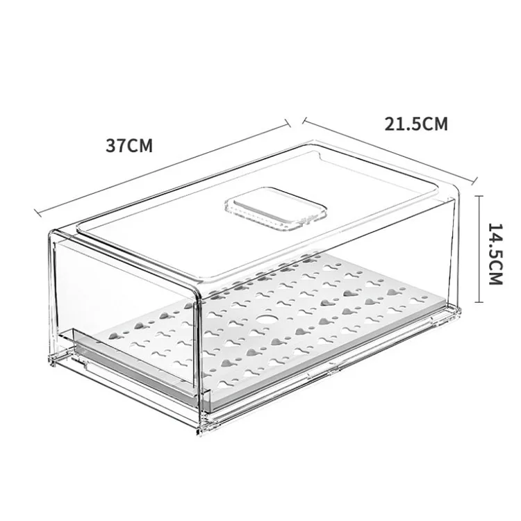 Large Plastic Stackable Fridge Storage Box Bins PET Refrigerator  Drawer Organizer Transparent