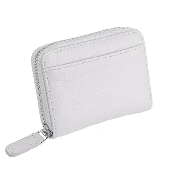 Andong Women's Genuine Leather C30 Keychain Coin Purse Small Real Leather Purse Multi-Card Slots for Credit Cards Hand Plain