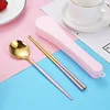 Two-Piece Set Spoon Chopsticks-Pink Gold