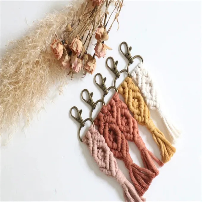 New Customized Macrame Keychain Kit Macrame Keychain Kit Boho Macrame Keychain W1055
