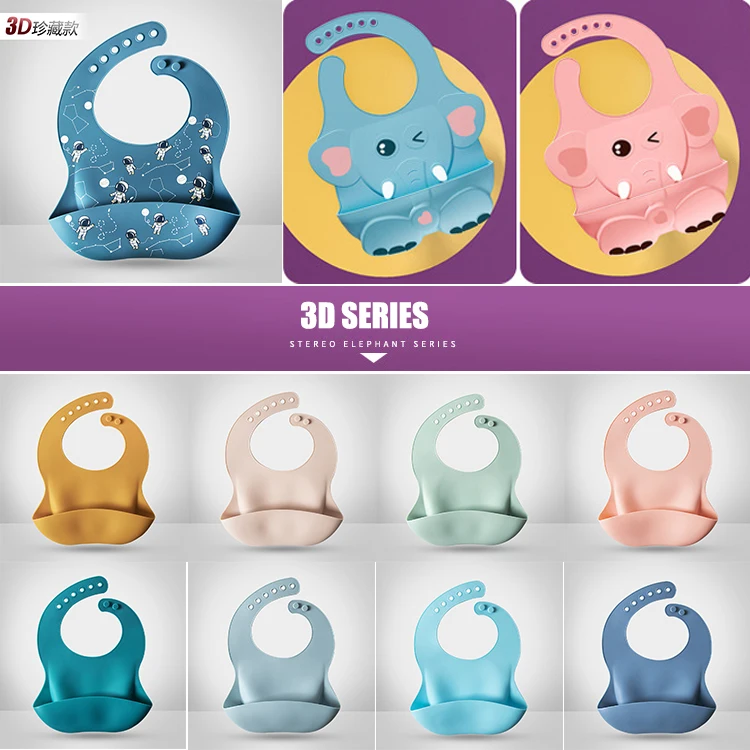 Baby Bibs Wholesale Customized Waterproof Bib Bpa Free Adjustable Easy Clean Baby Silicone Bib For Babies Toddlers manufacture