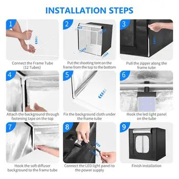 Neewer Photo Light Box Kit Studio Photography Lighting Shooting Tent with 2 LED Light Panel (100pcs LED Beads)/3 Color Backdrops detail image