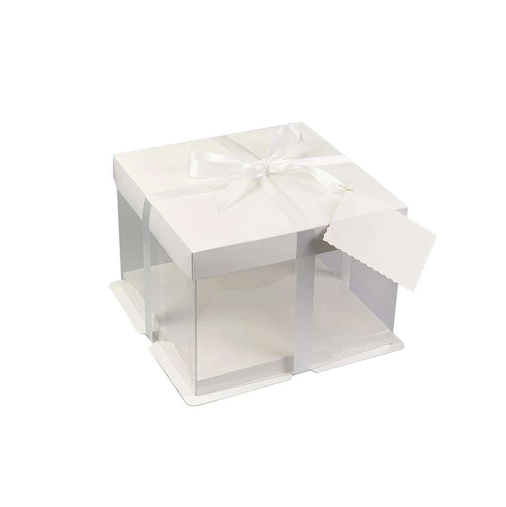 Clear White Cake Box 10x10x12 Inch Pvc Gift Box Birthday Cupcakes ...