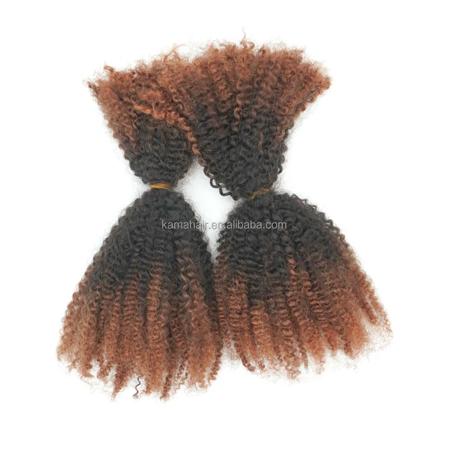KAMA Ombre Afro Kinky Bulk Human Hair 30/Natural/30# for Braids Cheap Crochet Hair Twist Afro Kinky Curly Human Hair