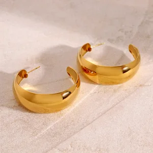 Ilona Luxury 18k Gold Plated Stainless Steel Stud Earrings New Coming Exaggerated Design hoop earrings for Women