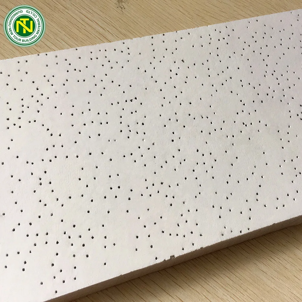 Acoustic Ceiling Board Pin Hole Tegular Edge Mineral Fiber Square ISO Mall Modern Small Gypsum Ceiling Board Making NEW TOUR