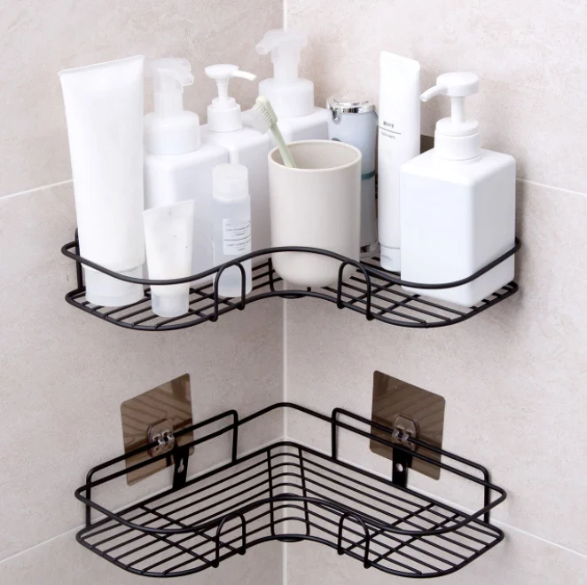 JAYA Black Shower Shelf No Drill Wall Mounted Rack Bathroom and Kitchen Organizer Corner Caddy Storage Shelf for Makeup