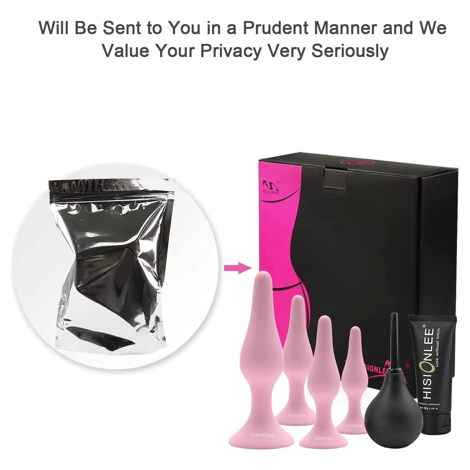 Silicone Butt Plug Set 4 Size with Enema Bulb and 60ml Lube 4pc Sex Anal  Plug Kit Anal Toys with Anal Douche