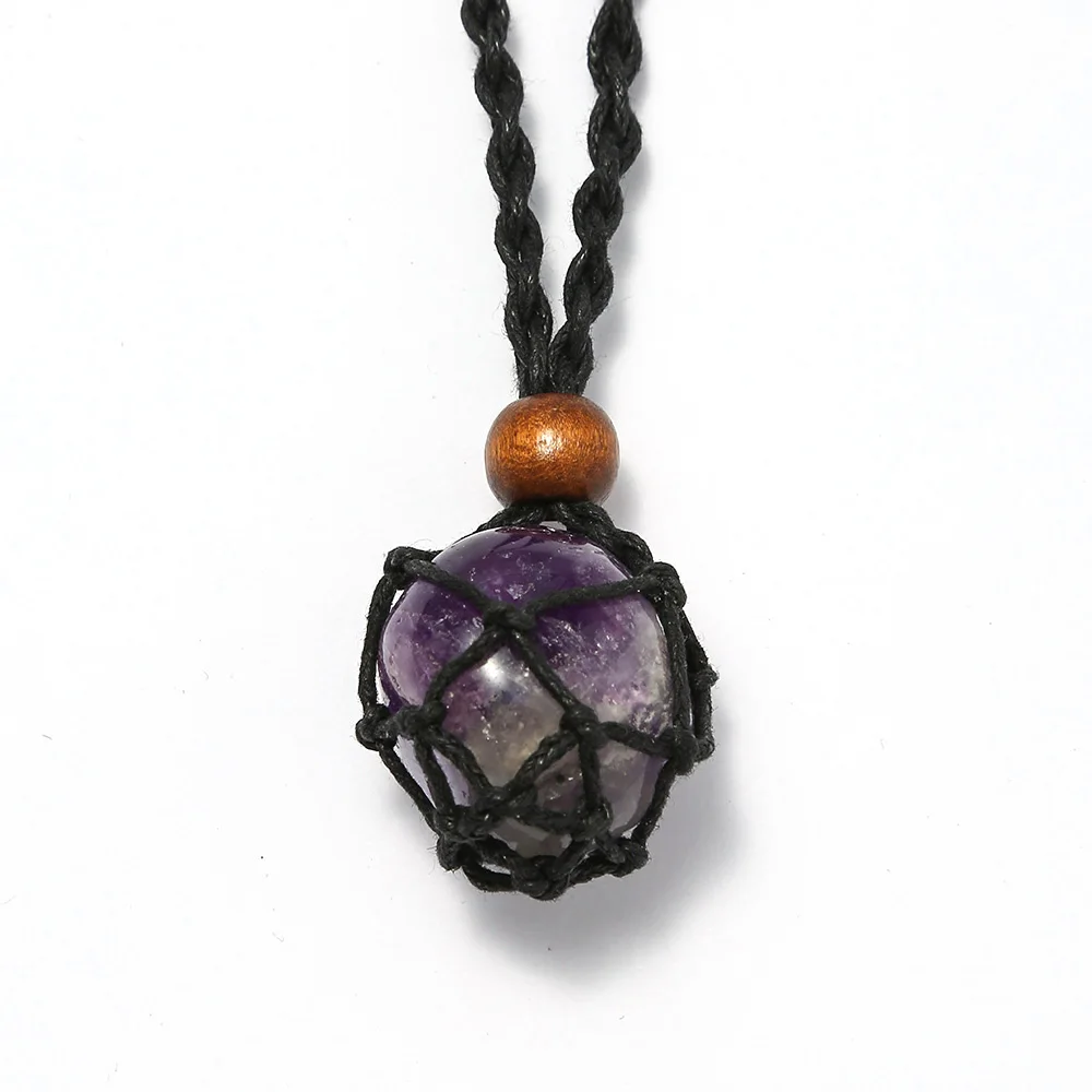 7 Chakra Raw Stones Set With 2 Necklace Cords | Adjustable Hand-Woven Holder For Healing Crystals