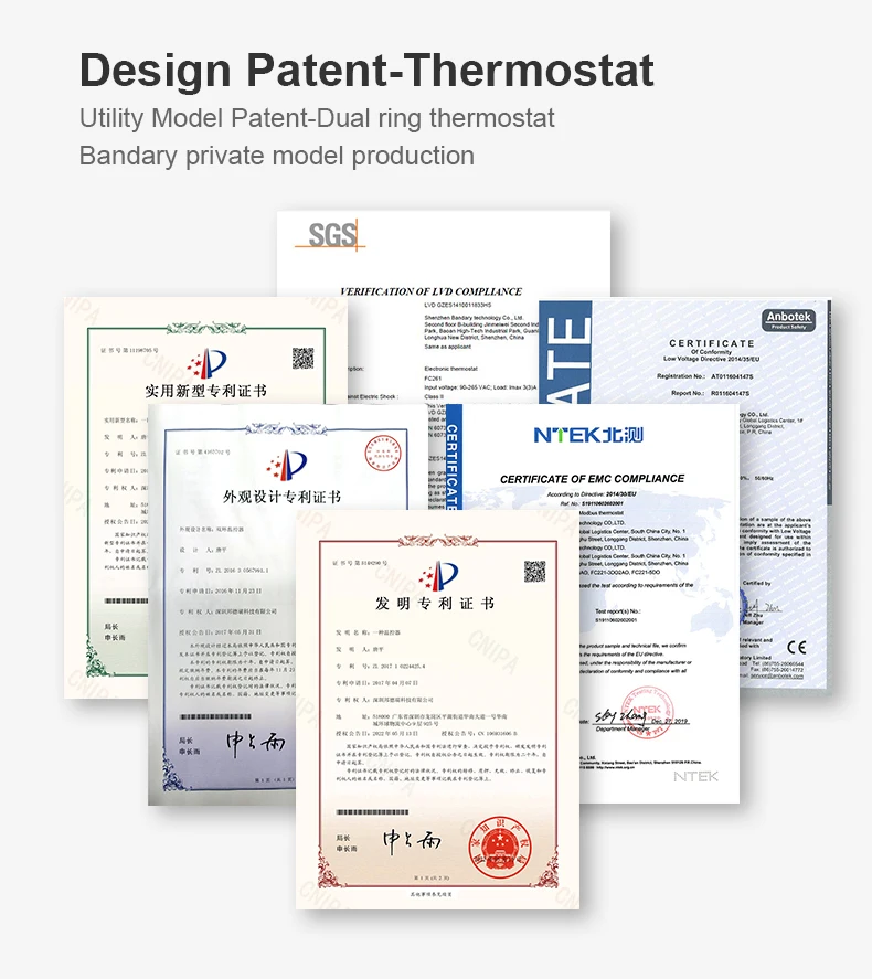 Bandary home modbus ac heating electronic RF wireless hvac digital room programmable tuya google nest smart wifi thermostat 24v factory