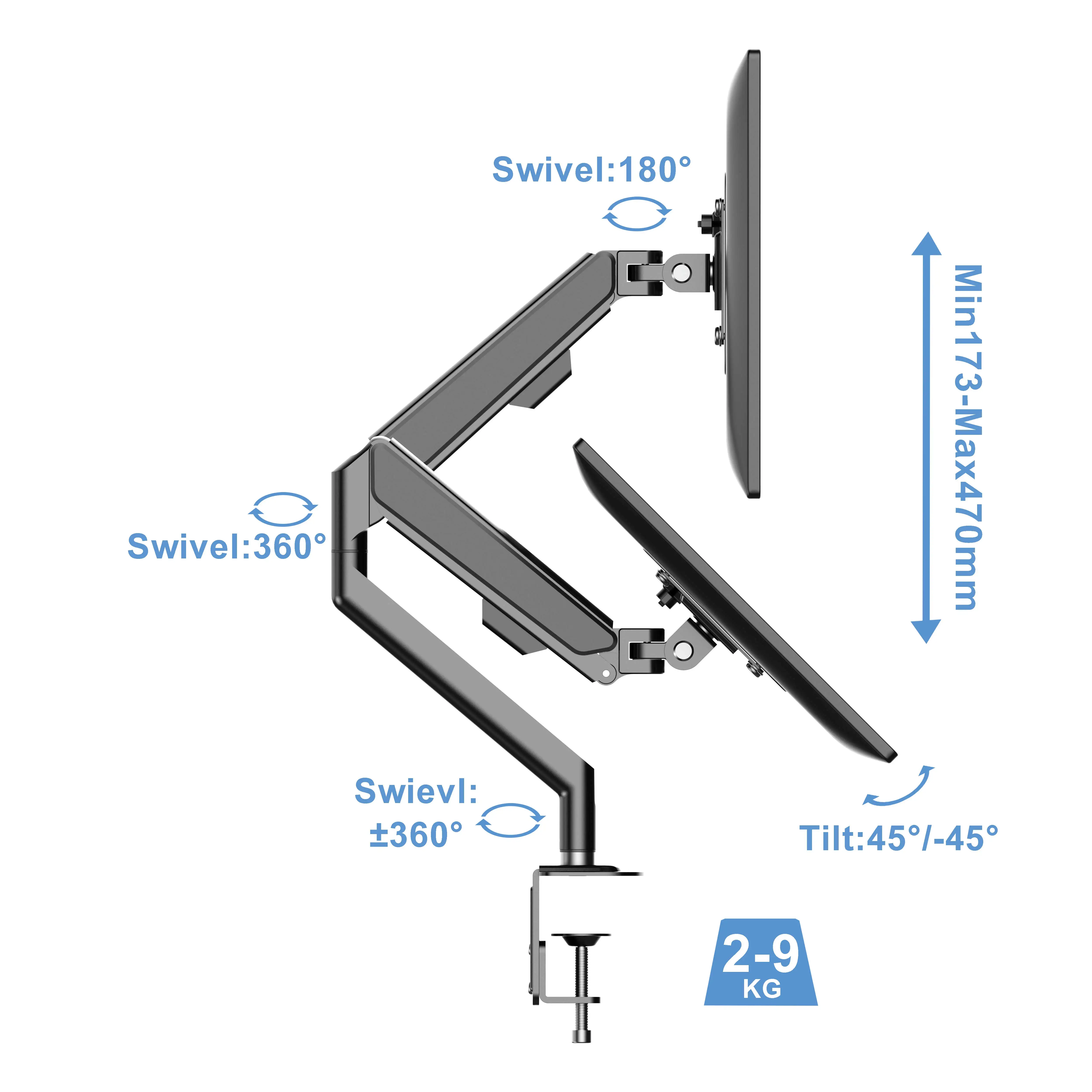 Full Motion Height Adjustable Gas 