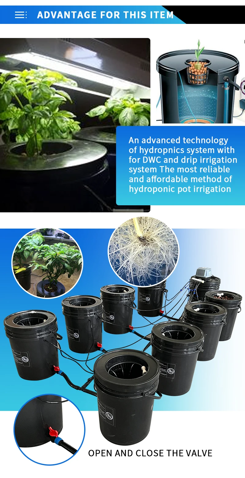 Dwc 8 Buckets 5 Gallon Recirculating Hydroponic System Drip Watering