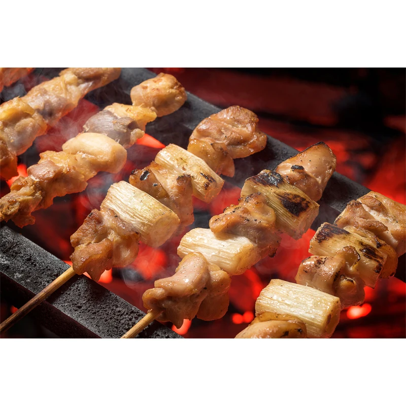 Fried chicken meat yakitori grill bbq skewers japanese food