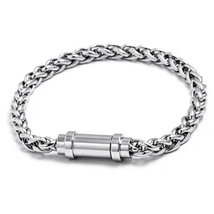Men's Stainless Steel Magnetic Chain Bracelet Fashionable Link Bracelets for Engraving Stylish Bangles Jewellery