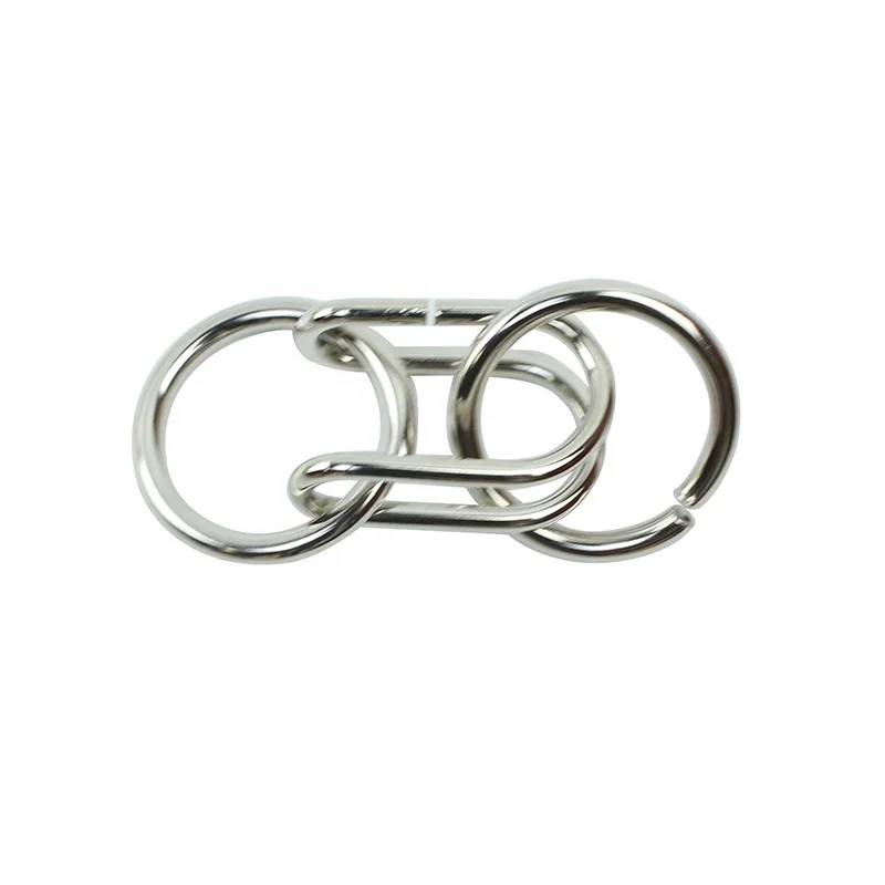 Puzzle Metal Wire Double Loop Solutions 3D Puzzle Diy Toy IQ Test Mind Game Toy Brain Teaser Metal Wire Puzzle with Pouch