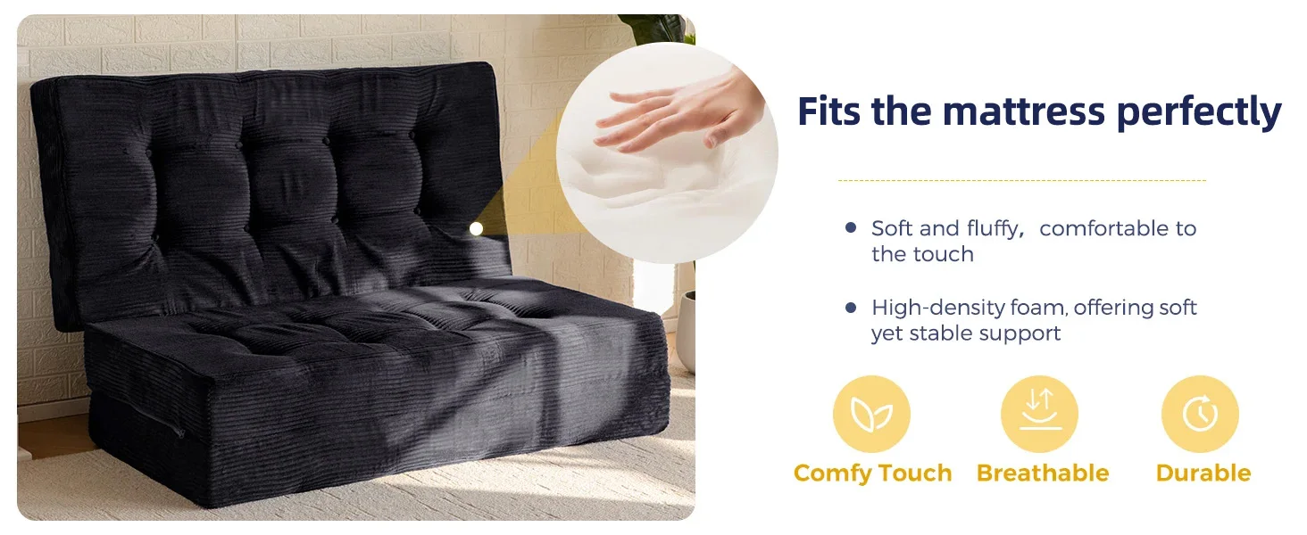 tufted craft comfortable skin friendly tri fold foldable floor mattress cover with zipper-3