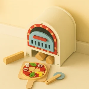 Eduland Wooden Multi-functional Preschool Cooking & Baking Kitchen Set with Pizza Cutting Educational Toys for Kids Toddler