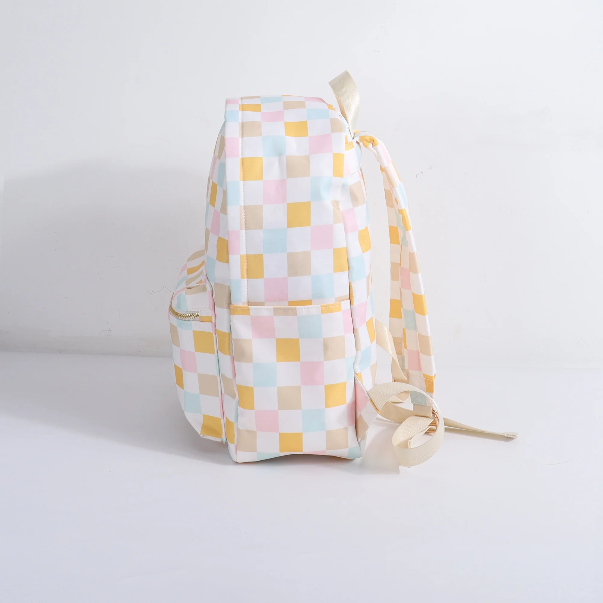 Keymay School Bag Custom Check Printed Backpack Waterproof Nylon Checkered Print School Bags for Girls Students Cute Backpacks