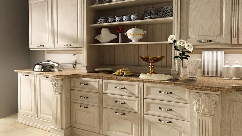 Antique custom design cheap bespoke ready assemble modular kitchen cabinet manufacture