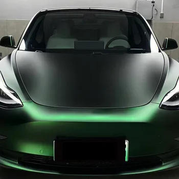 Factory Direct Premium PET Matte Venom Green Car Wrap Vinyl Full Roll Size 1.52*18Meters