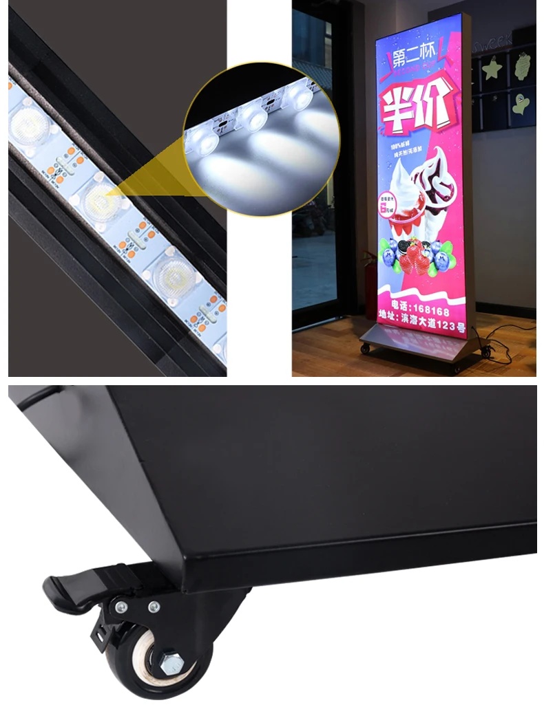 Floor Stand Movable Led Doublesided Vertical Frameless Uv Soft Film