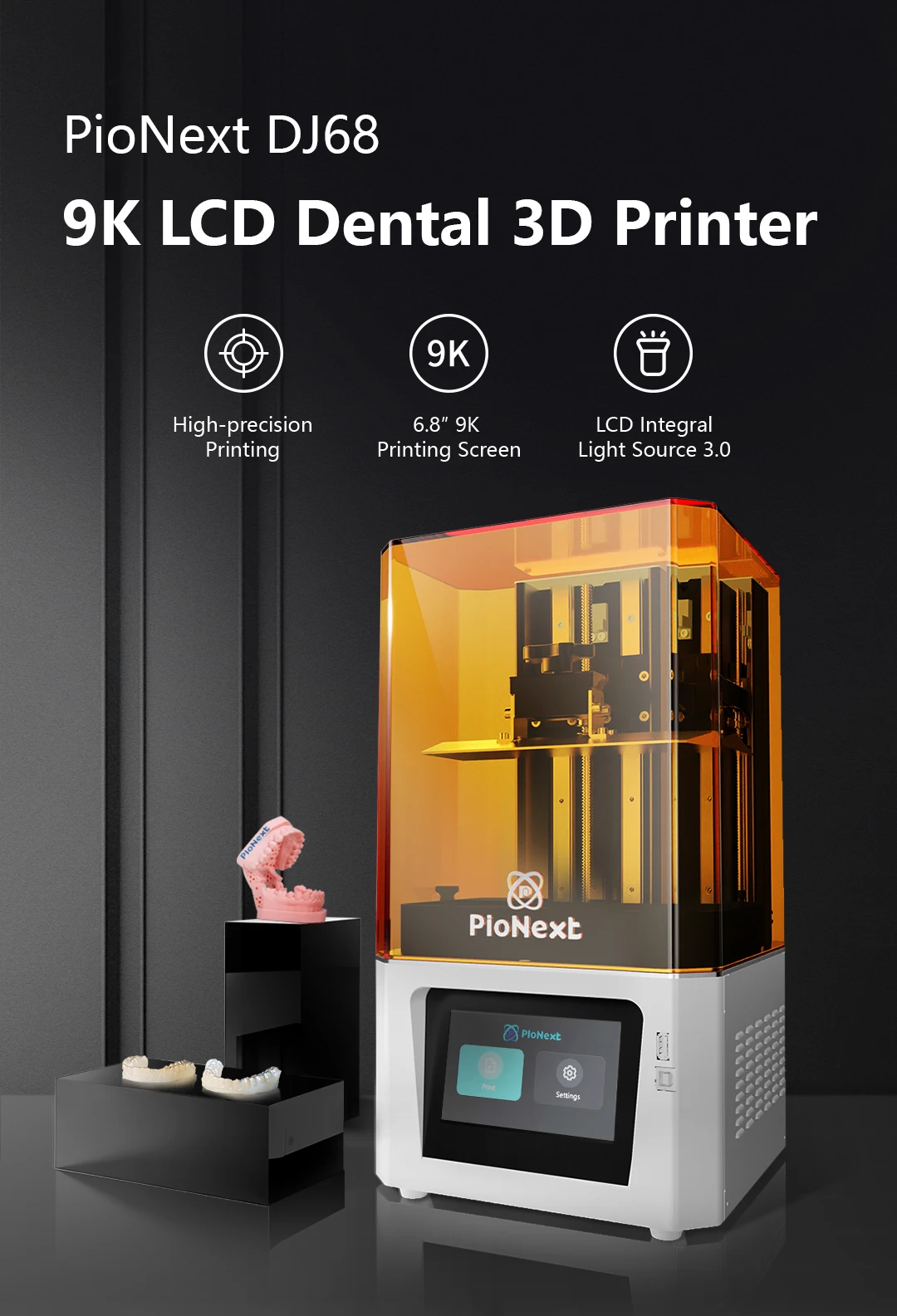 Impressora 3D Pionext DJ68 com LCD 9K e tela sensível ao toque