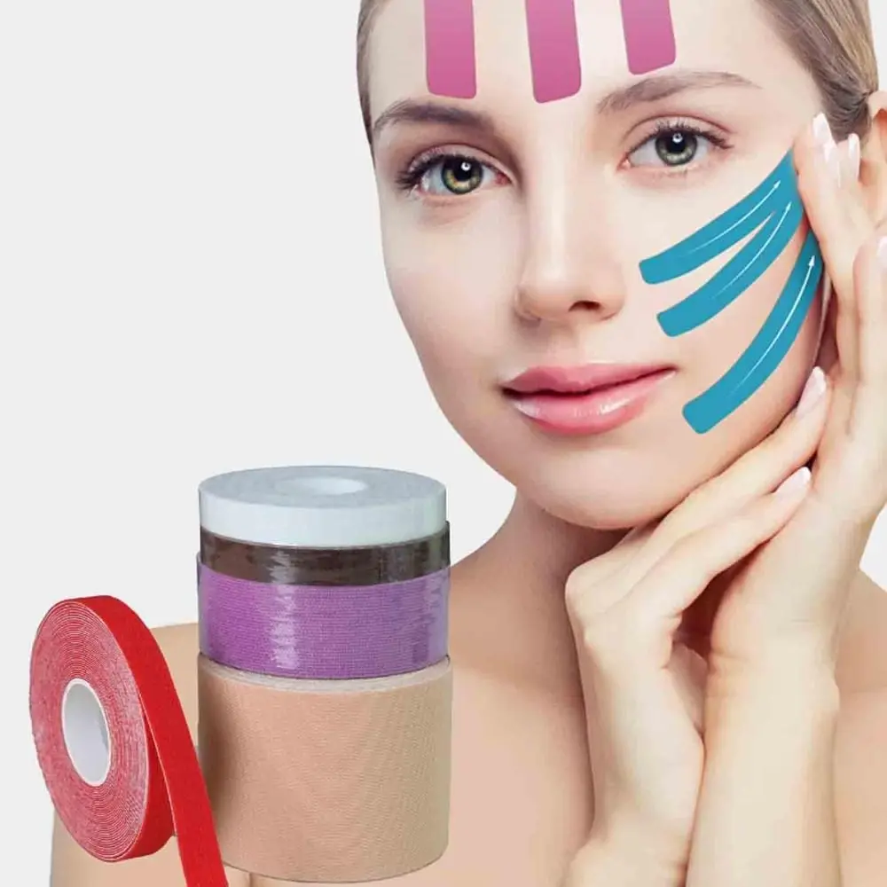 Atmungsaktives Baumwoll-Gesichtsstraffungsband mit elastischem Kinesio-Tape für V-förmige Gesichtskonturierung und sofortige Hautstraffung, Lift-Sticker