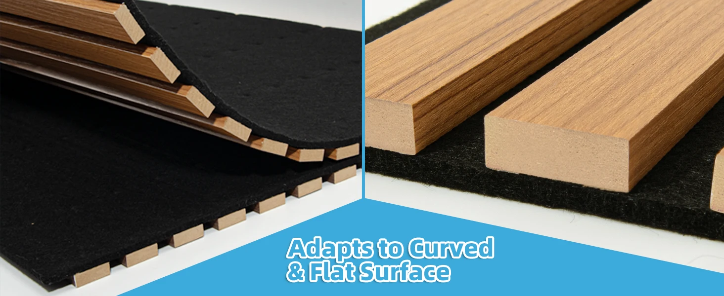 Acoustic Wood Slat Wall Panel Roll-Flat Design Sound Absorbing Corridor Curved Wall Decor for Wall details