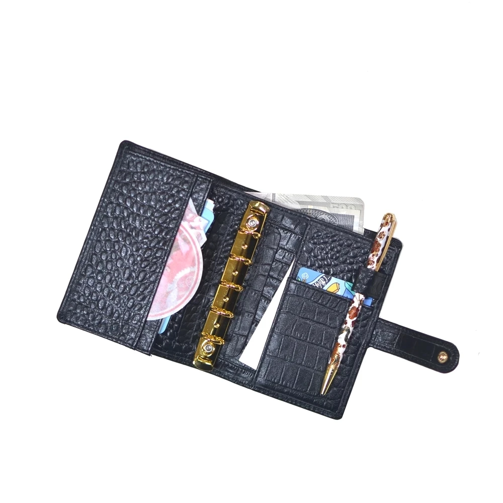 Мини-кошелек с 5 кольцами складной кошелек портативный блокнот органайзер для заметок кольцо из искусственной