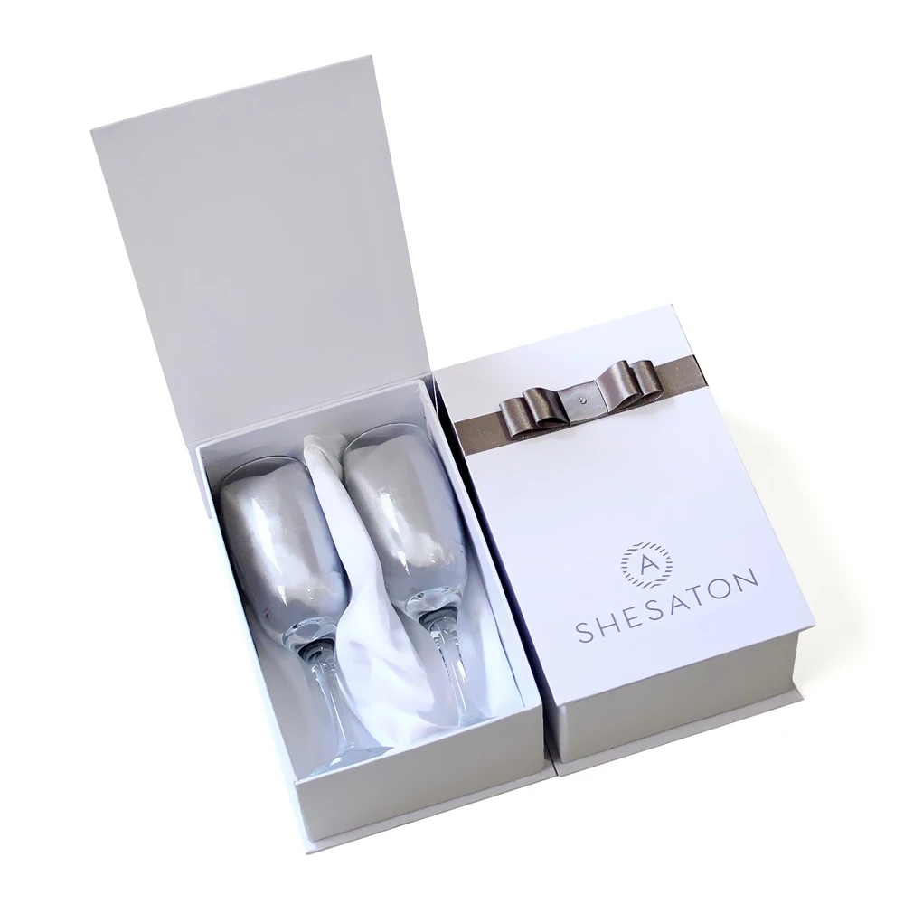 Personalized Empty 2 Two Wine Champagne Flute Glass Gift Packaging Box With Logo