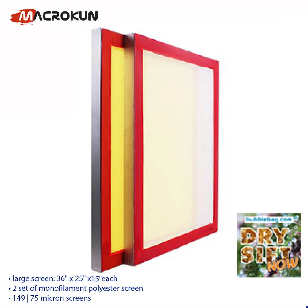 Dry Sift Screen Set of 4 Polyester Mesh Screen 60 90 110 200 Mesh Micron 250 165 149 75 Pre Stretched Silk Screen Frames
