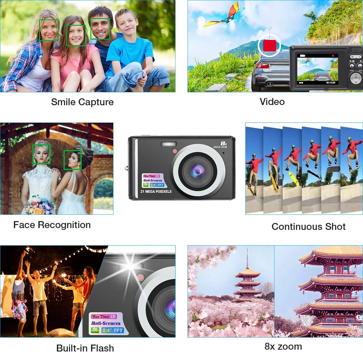 Cheap Digital Photo Camera OEM 2.4 Inch Professional Compact Camera With Smile Catch