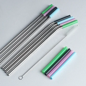 Stainless Steel Straws Reusable Straws With Silicone Tips - Temu