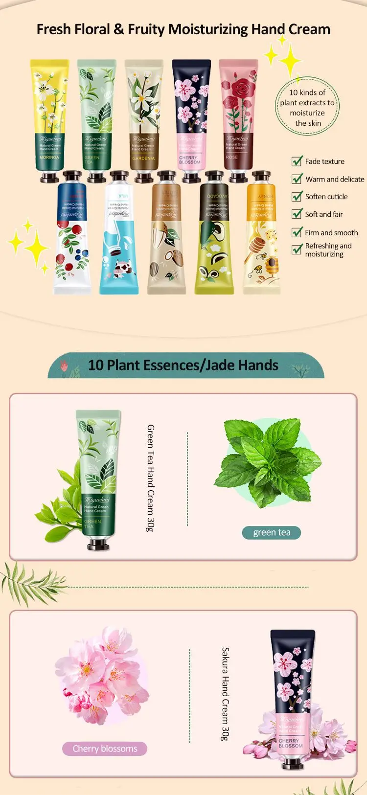 Hot Sales 30g Mini Hand Cream Lotion Nourishing Moisturizing Flower