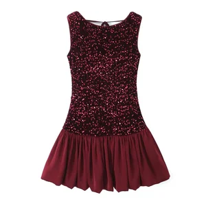 2026 Women's Summer Vintage Sequined Casual Sleeveless Sexy Party Dress Autumn Fashion