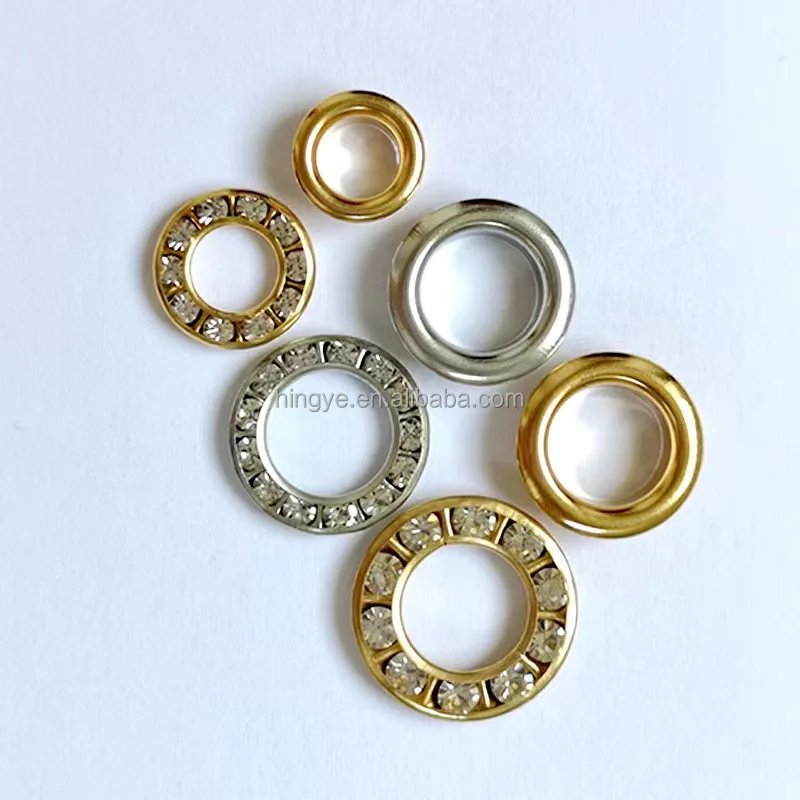 Metal Eyelet Brass Rhinestone Metal Grommet And Washers For Garment