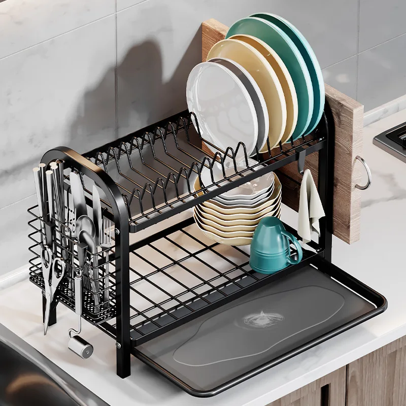 Kitchen Multifunctional Standing Type Drying Dish Rack Chopsticks and Knife Storage Box Holder