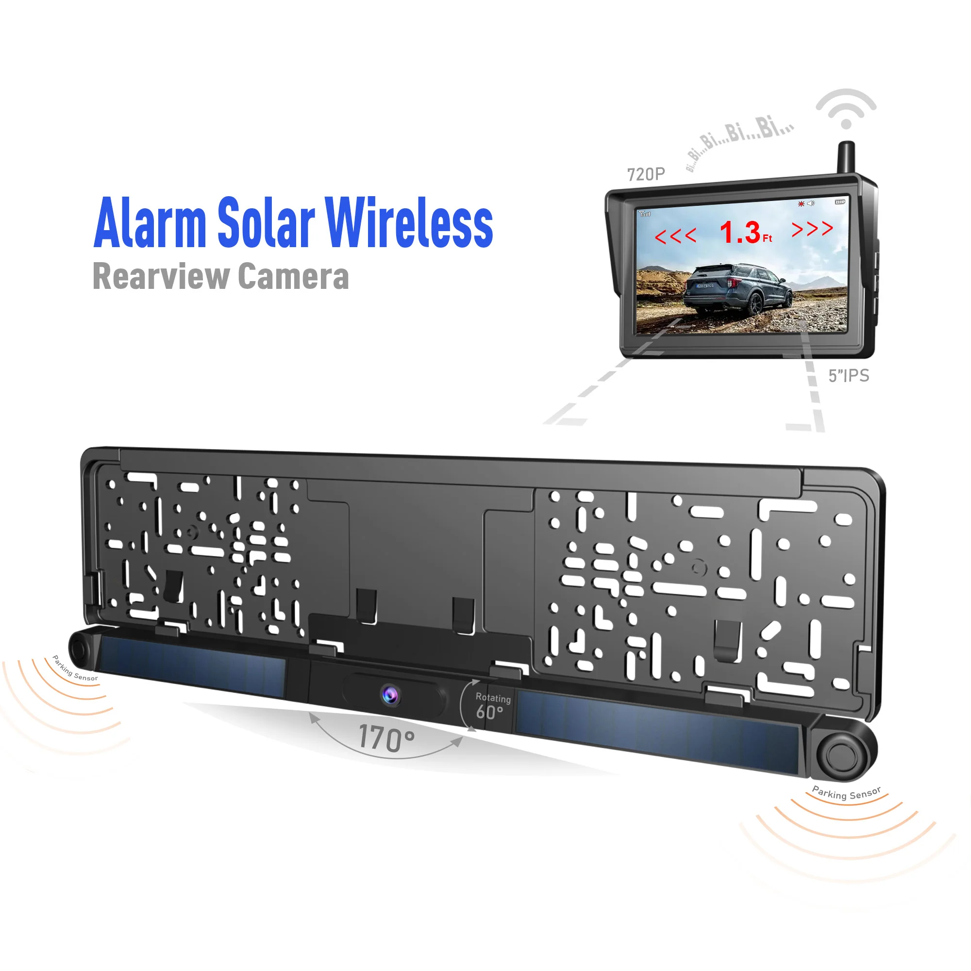 Wireless 5 Inch Monitor Rear View Camera System with Parking Sensors ...