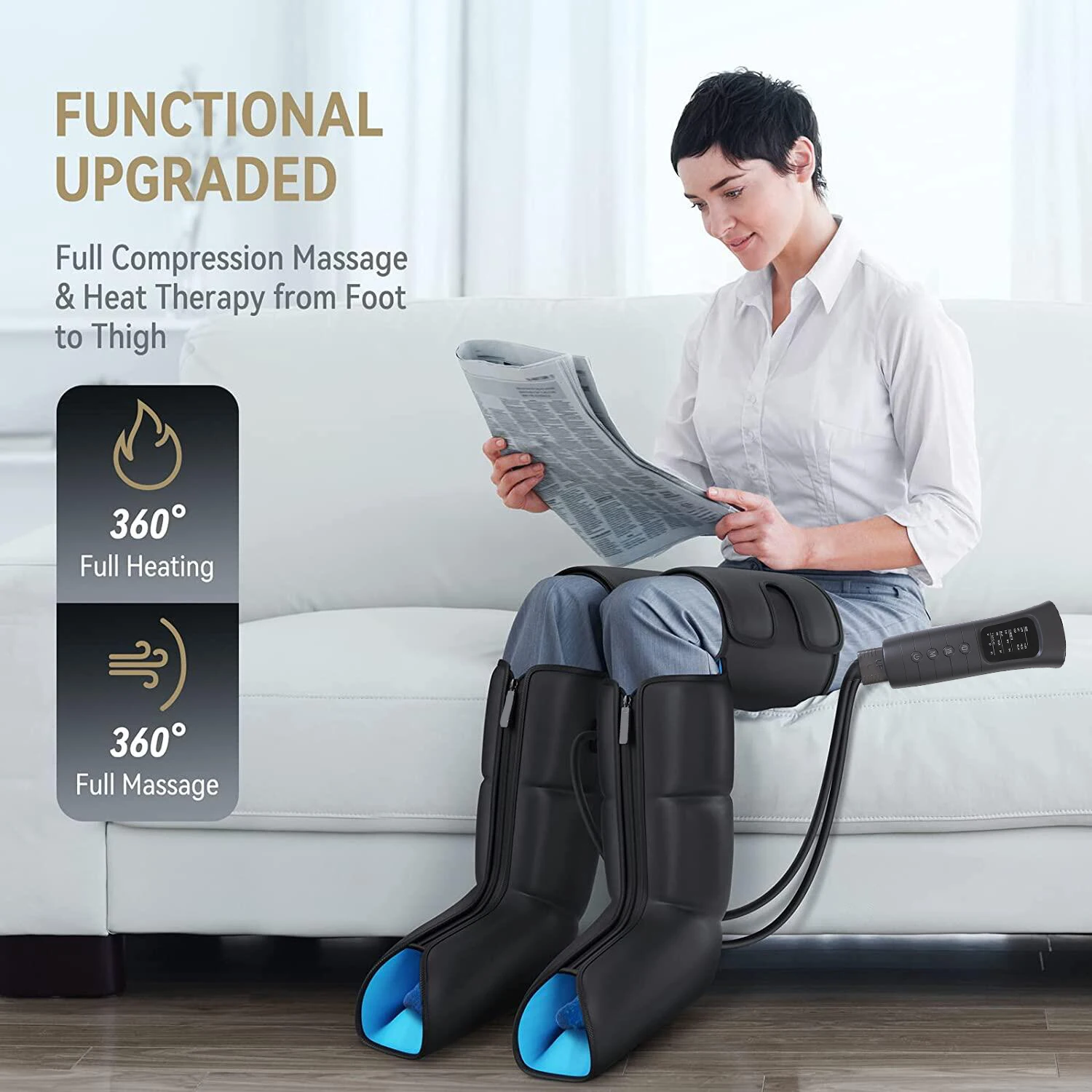 HEALTHPAL OEM ODM Latest Zipper Design Renpho Leg Foot Knee Massager Air Compressor for Circulation and Relaxation